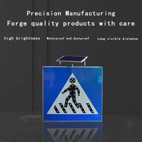 Cross border traffic LED flashing light solar traffic sign