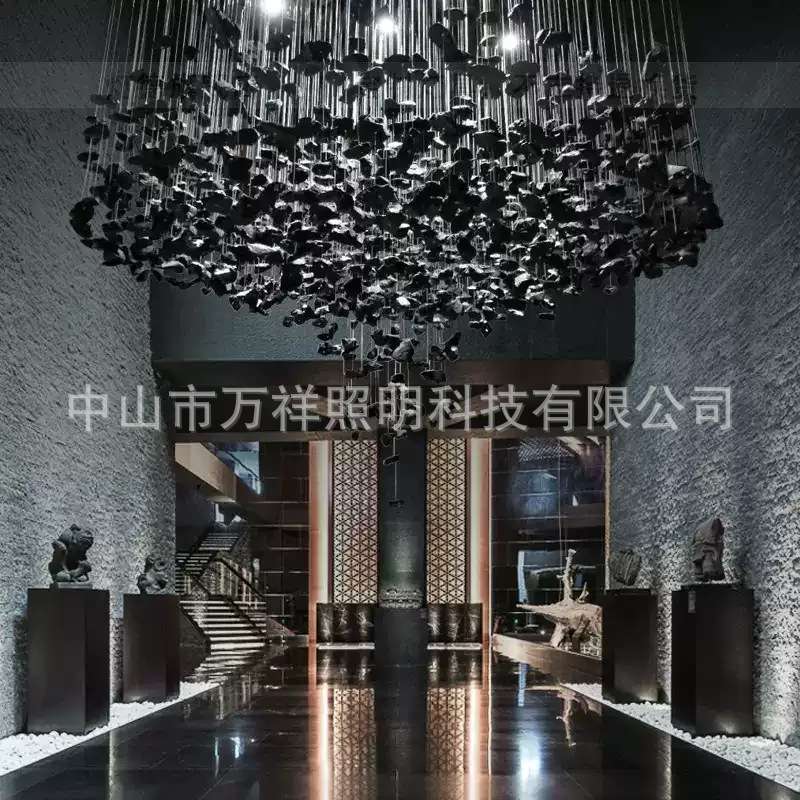 空中吊饰石头子水晶灯售楼部沙盘酒店大堂商场别墅宴会厅艺术吊灯