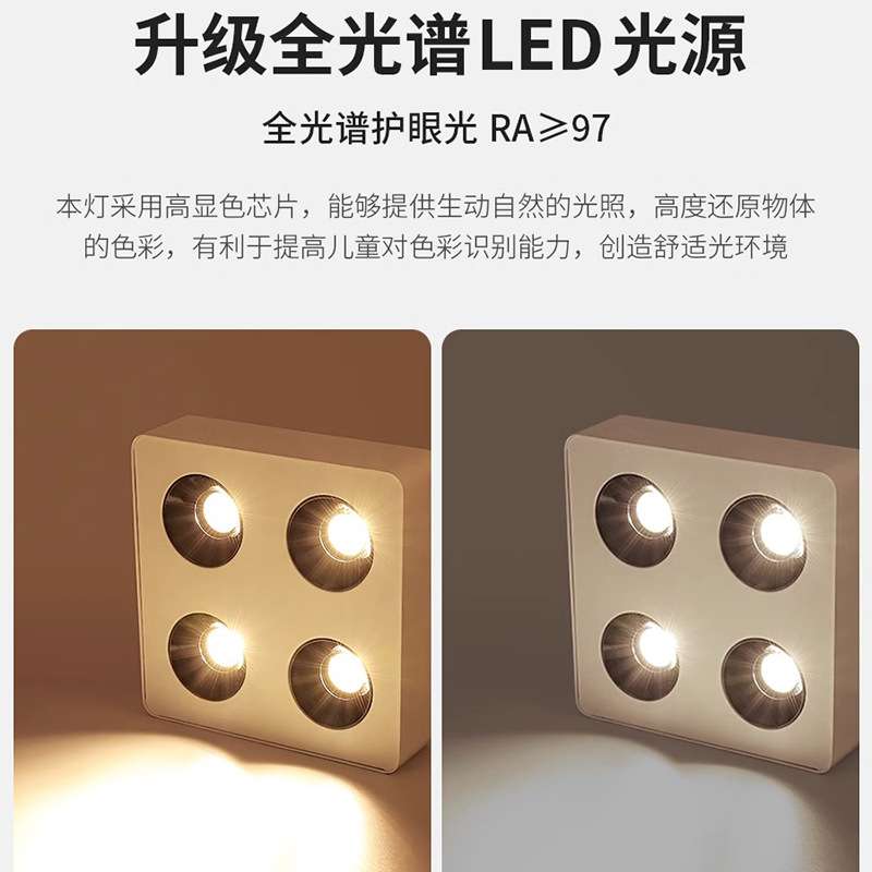 现代简约射灯筒灯家用客厅led防眩黑色明装吸顶式方形中山无主灯