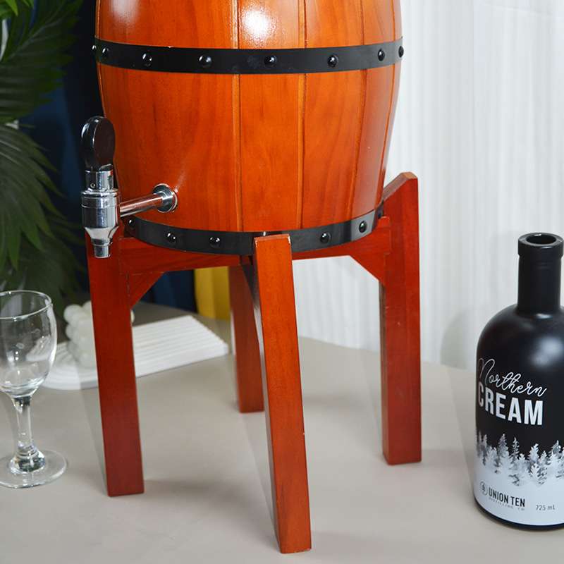 酒吧酒桶扎啤酒炮冰桶3L扎啤机不锈钢内胆酒架实木酒桶啤酒桶