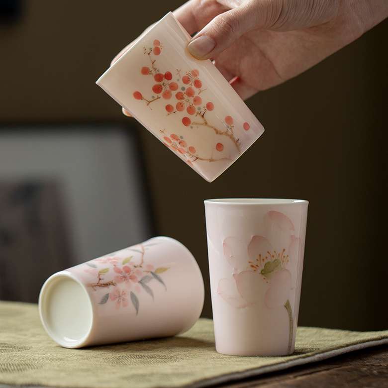 弥言十二花神茶杯套装手工陶瓷小号可乐杯简约现代喝茶主人杯中式