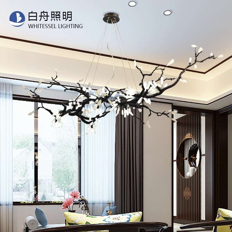 新中式吊灯创意茶室艺术石头吊灯别墅客厅书房全铜水晶吊灯具