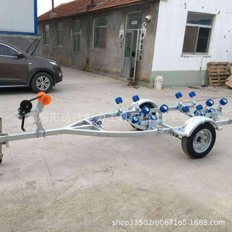 整车热镀锌工艺船用拖挂车 舟艇停放储栖拖车架 轮式移动拖船架
