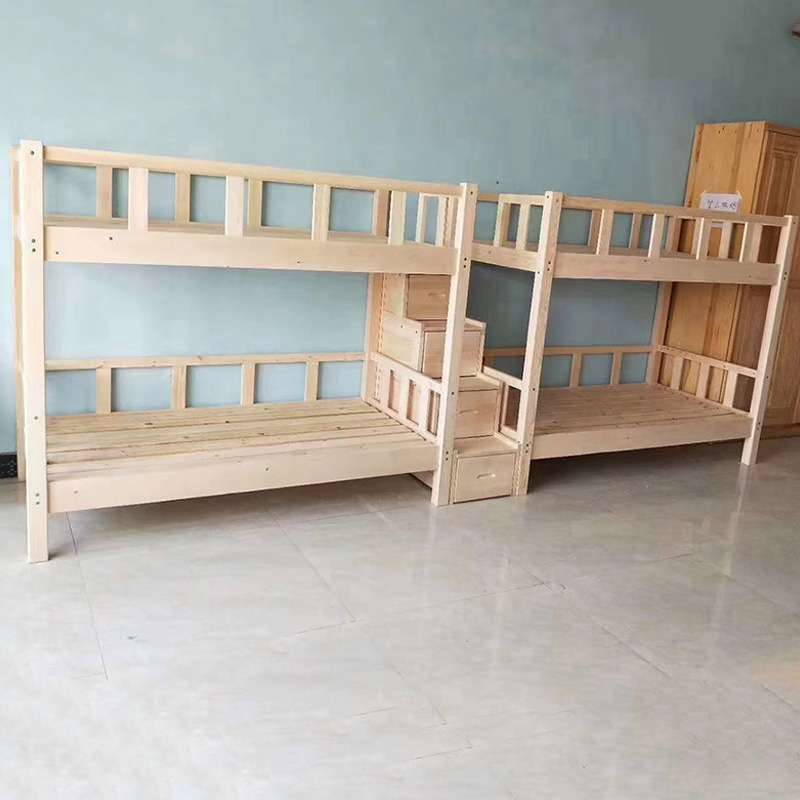 实木上下床学校宿舍松木高低子母床可拆卸员工上下铺木床现代简约