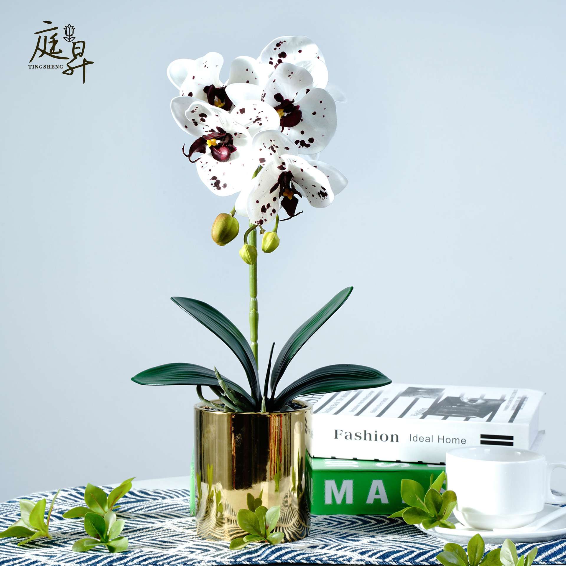 仿真蝴蝶兰盆栽 家居装饰单支蝴蝶兰3D打印仿真花中欧式装饰植物