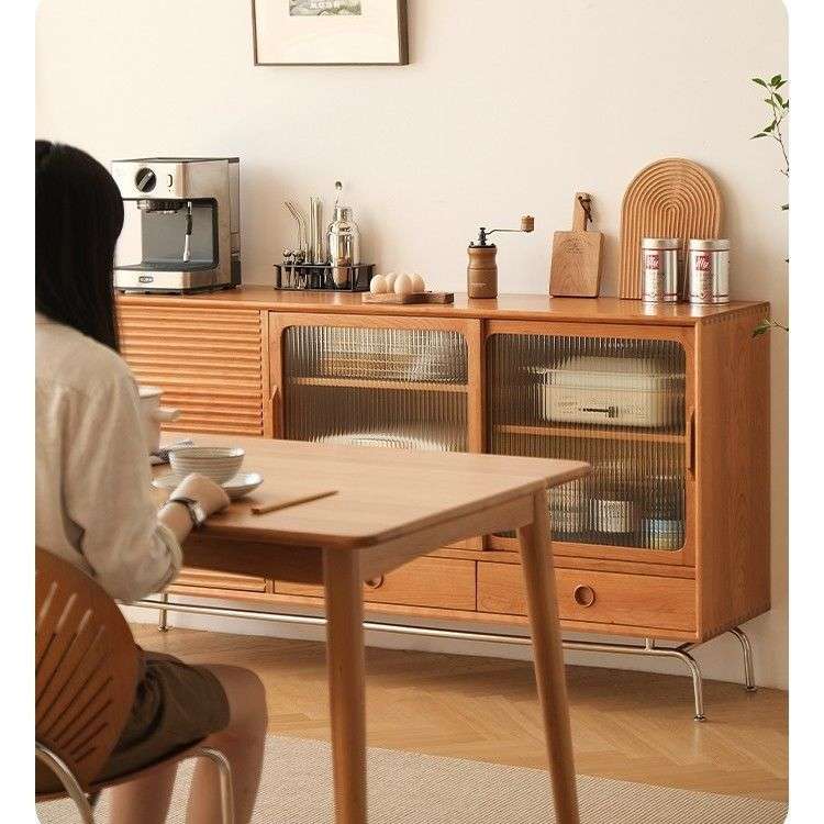 北欧实木餐边柜日式橱柜简约酒柜靠墙家用客厅茶水柜玄关储蓄柜