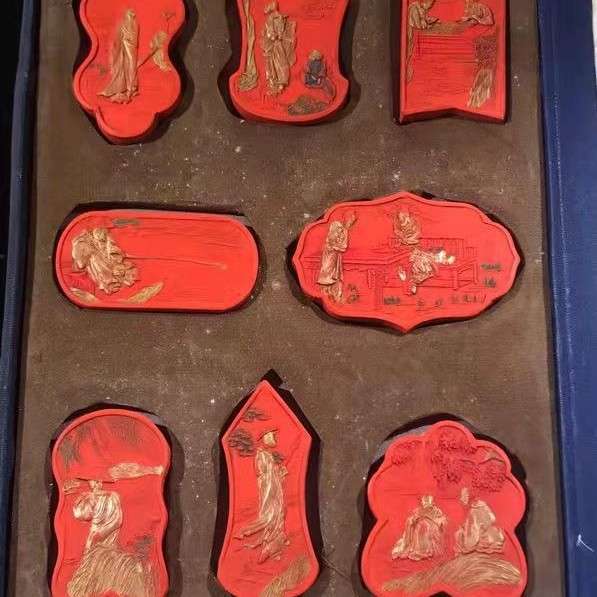 老朱砂墨块墨锭套装【套墨制墨图】【大雅楼】【千秋光】套墨摆件
