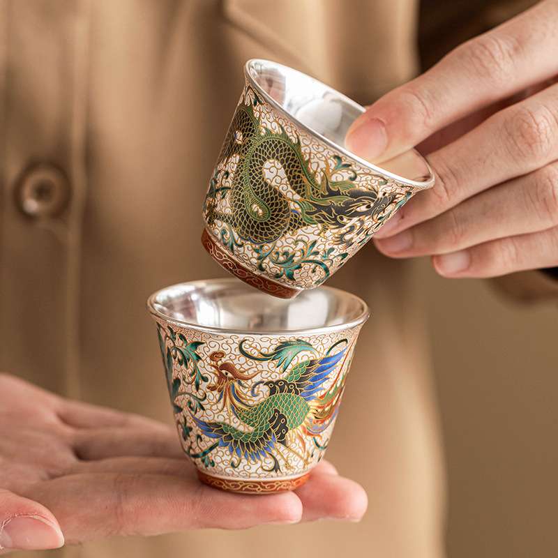 龙凤呈祥鎏银品茗杯轻奢高档主人杯家用个人专用茶具喝茶泡茶杯