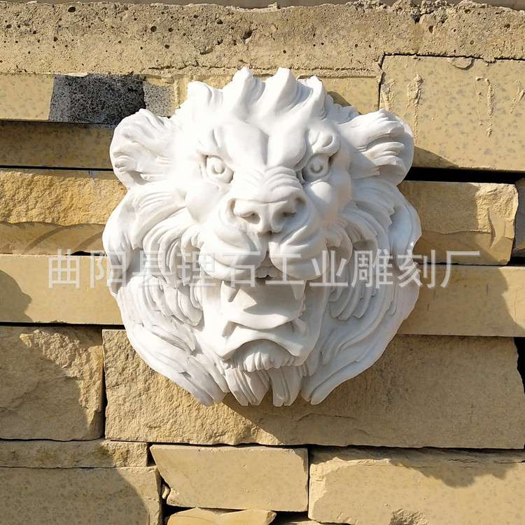 厂家供应石雕狮头 汉白玉喷水狮子头 大理石狮子头喷泉装饰摆件