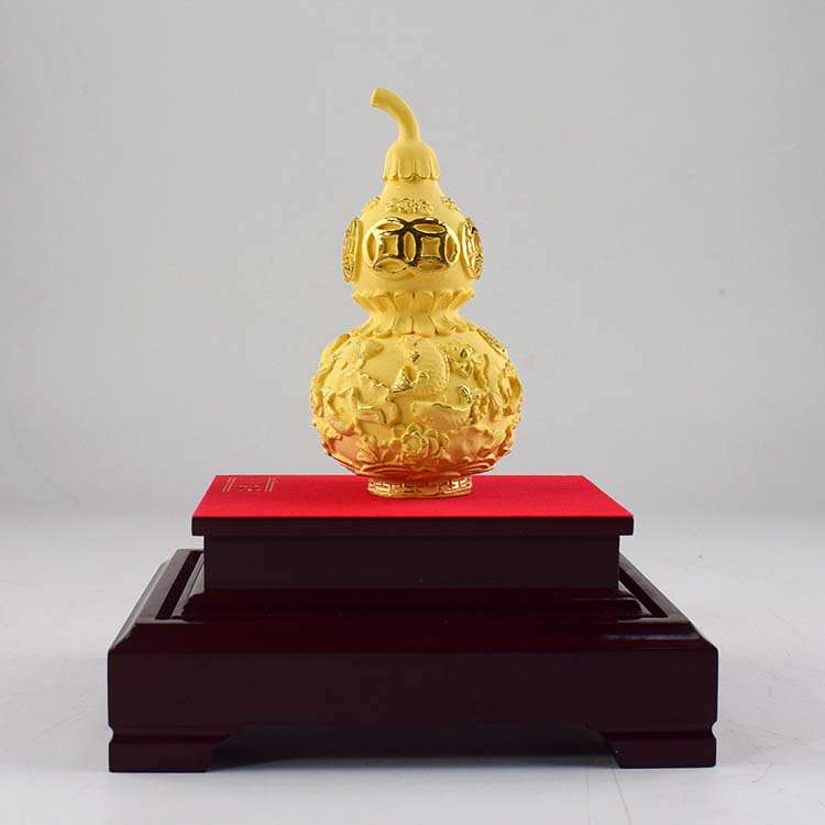 厂家 绒沙金葫芦摆件中式玄关壁柜摆设家居客厅隔断酒柜装饰品