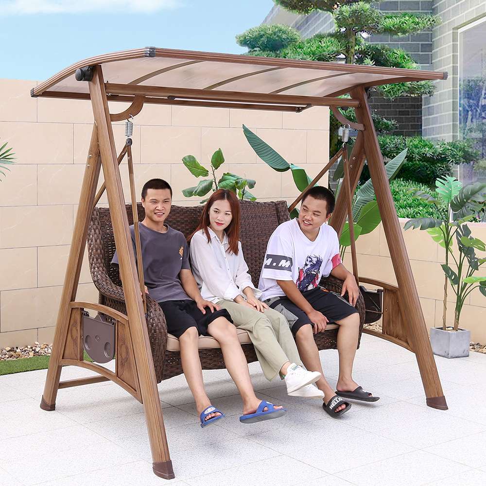 户外室外庭院花园北欧阳台家用摇椅大人双人摇摆荡秋千椅轻奢风
