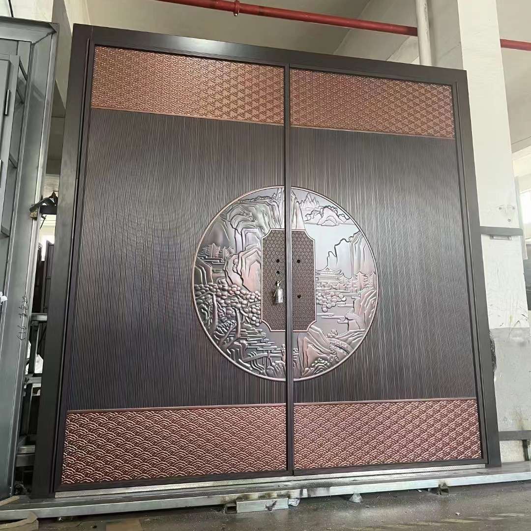 新款铸铝门防爆装甲门新中式欧式农村自建房别墅豪华大气双开大门