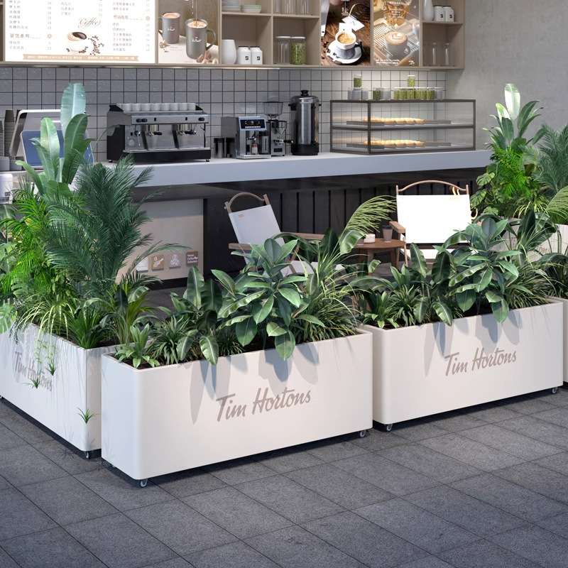 户外长方形不锈钢花箱花槽阳台咖啡厅奶茶店种花围栏铁艺花盆组合
