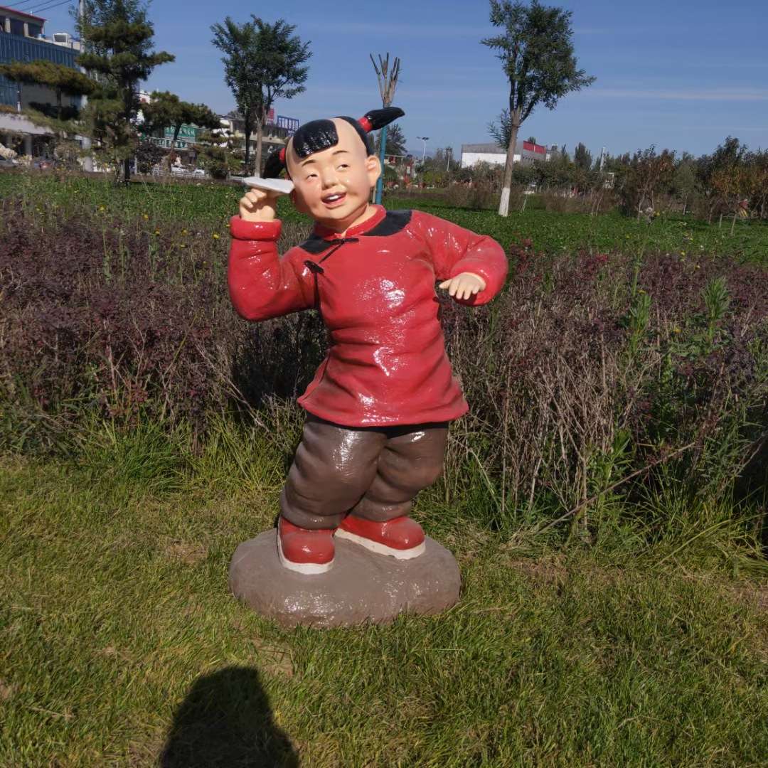 玻璃钢雕塑童趣人物小孩读书小品装饰摆件园林景观彩绘雕塑现货