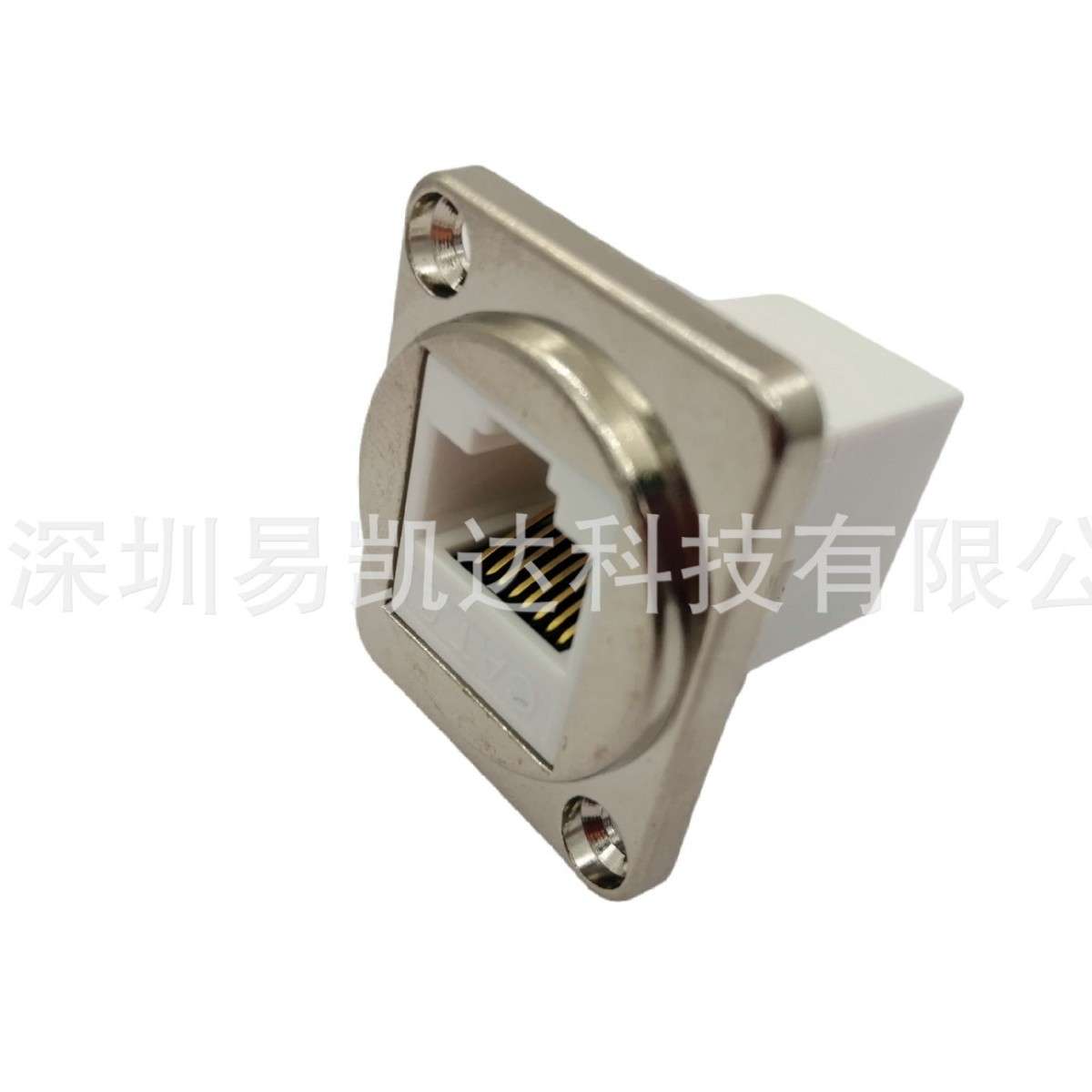 带屏蔽D型RJ45-CAT6方网络防水连接器 双网口直通头8P8C以太网插