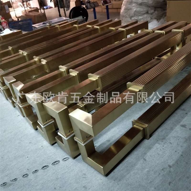 不锈钢直纹方管双弯电镀钛金玻璃木门拉手不锈钢焊接工艺把手