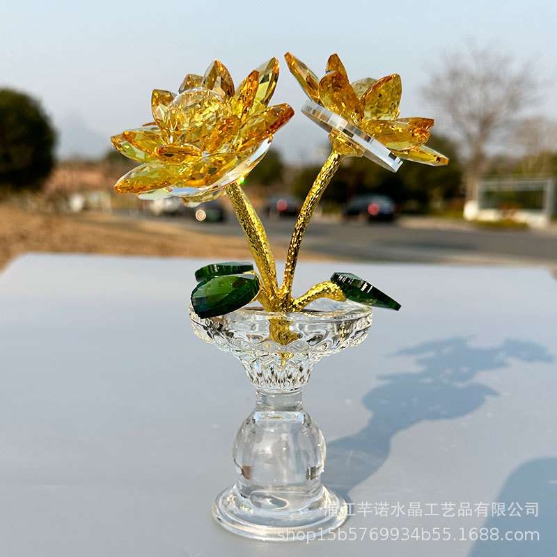 新品水晶仿真三头花合金花家居摆件桌面卧室装饰花朵源头厂家