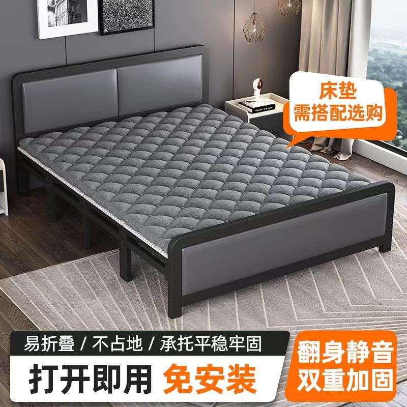 折叠床家用双人床单人简易加固耐用午休出租屋成人木板床板床铁床