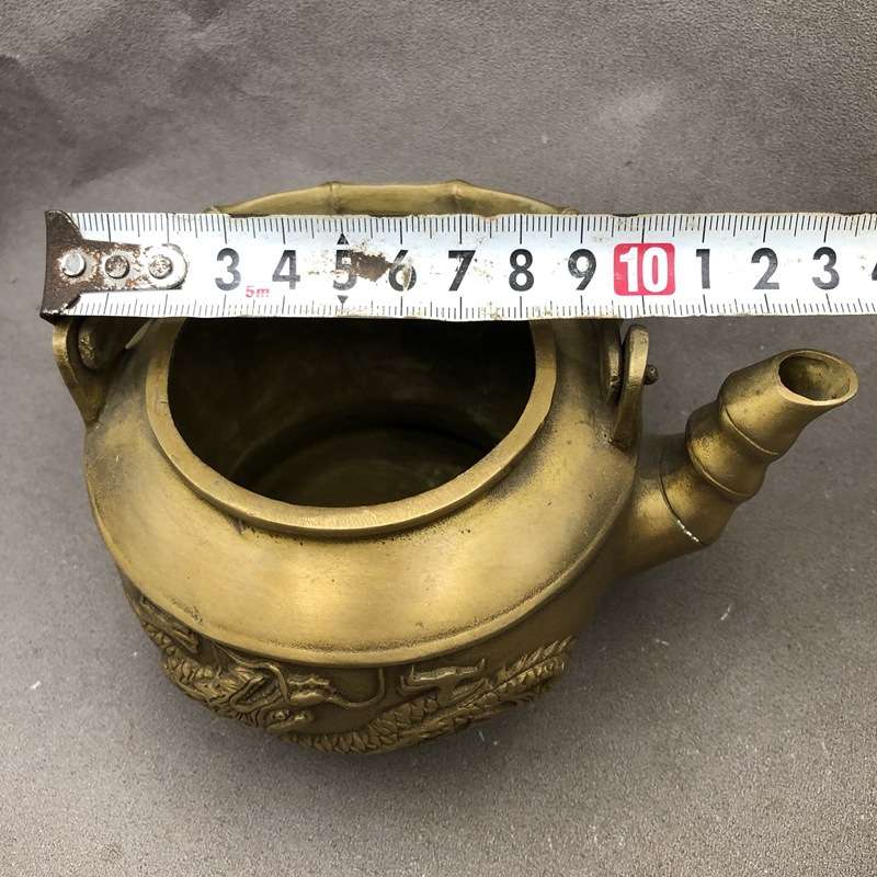 纯铜工艺品铜壶 酒壶水壶家居工艺摆件 双龙壶 提梁壶 复古铜器