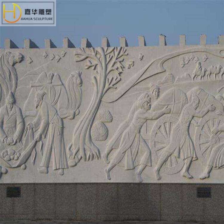 石浮雕山水花草植物中式雕塑校园广场大理石汉白玉地面砂岩浮雕
