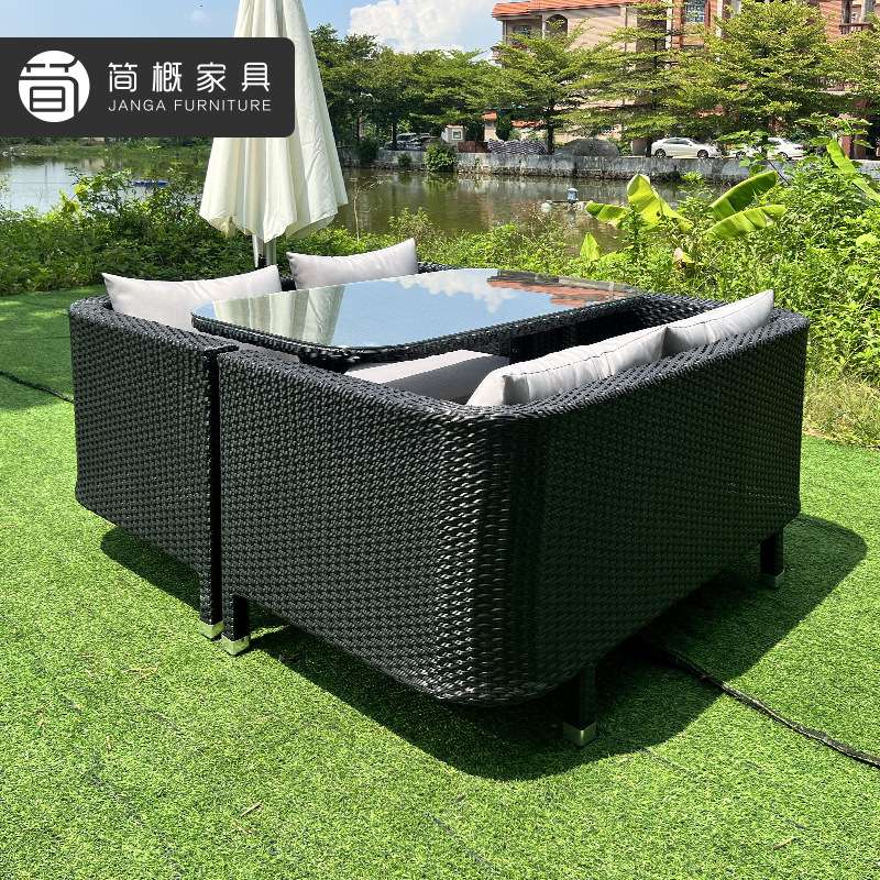 户外家具室外酒吧清吧咖啡厅奶茶店卡座藤编沙发餐厅商用双人桌椅