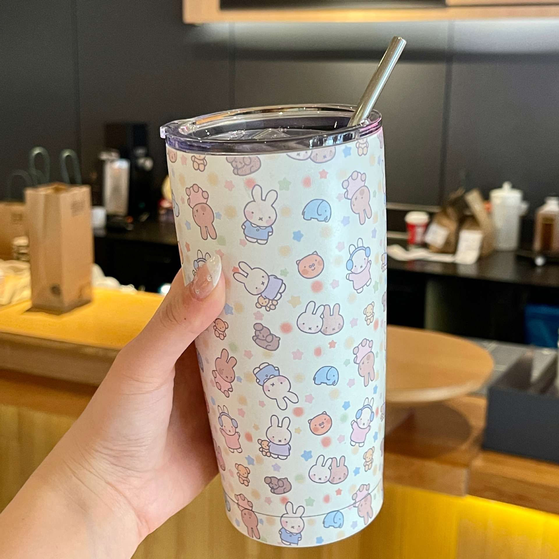 2025新款加厚保温杯大容量304不锈钢便携咖啡杯随手杯带盖吸管杯