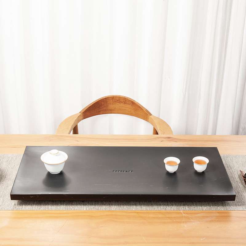 天然乌金石茶盘家用简约轻奢整块石头茶台排水茶海茶托盘干泡