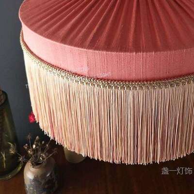 波西米亚流苏布艺编织吊灯田园丝线粉色儿童房样板卧室客厅灯