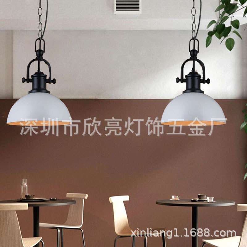 工业风怀旧灯罩复古铁艺loft酒吧咖啡美式餐厅锅盖吧台设计师吊灯