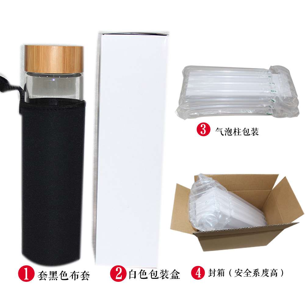 天然水晶能量杯水晶碎石竹盖大口隔层杯玻璃杯喝水茶杯水瓶logo