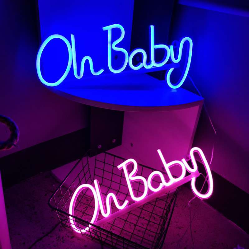 LED字母灯oh baby霓虹灯造型彩灯挂墙氛围灯室内房间卧室节日装饰