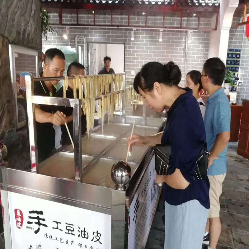 酒店明档豆皮机器手工养生油皮机蒸汽加热4盘豆油皮机腐竹油皮机