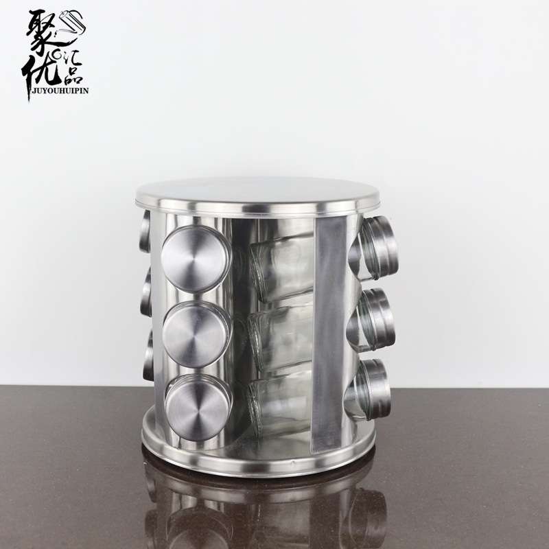 可旋转调味架 创意厨房玻璃调料瓶 调味瓶调味粉筒盐瓶罐16瓶套装
