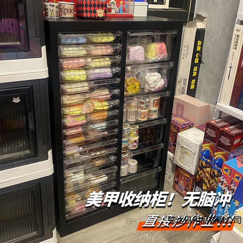 美甲收纳柜美甲店甲油胶多层平底a4文件柜抽屉式带轮落地式样品柜