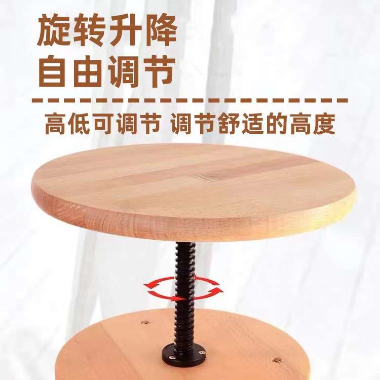 榉木旋转画凳实木可升降写生画凳画室圆形画凳美术素描铅笔画凳子