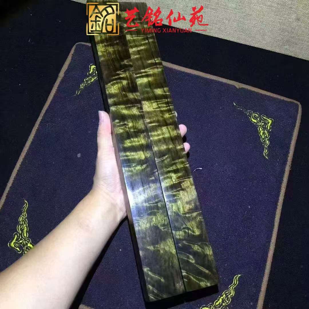 金丝楠阴沉色水波纹实木镇尺一对桌面摆件艺铭仙苑木雕文房四宝
