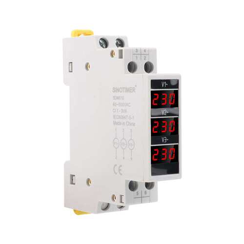 SDM010 模数化导轨式交流三相数显电压表电子电工仪表 AC80-500V