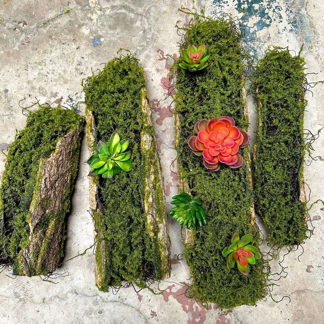 摆放植绒植物装饰花树皮器造景软装悬挂绿植苔藓仿真绿植墙面草皮