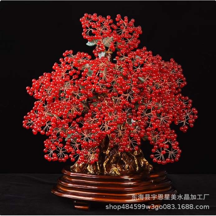 天然巴西黄水晶招财摇钱发财树摆件家居桌面客厅大号轻奢公司开业