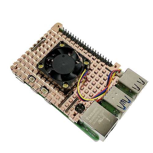 树莓派5纯铜散热器4线PWM调速散热风扇冷却送导热垫Active Cooler