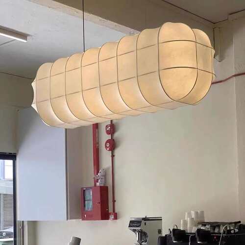 设计师餐厅蚕丝吊灯日式酒店餐饮饭店灯长条岛台餐桌咖啡店吧台灯