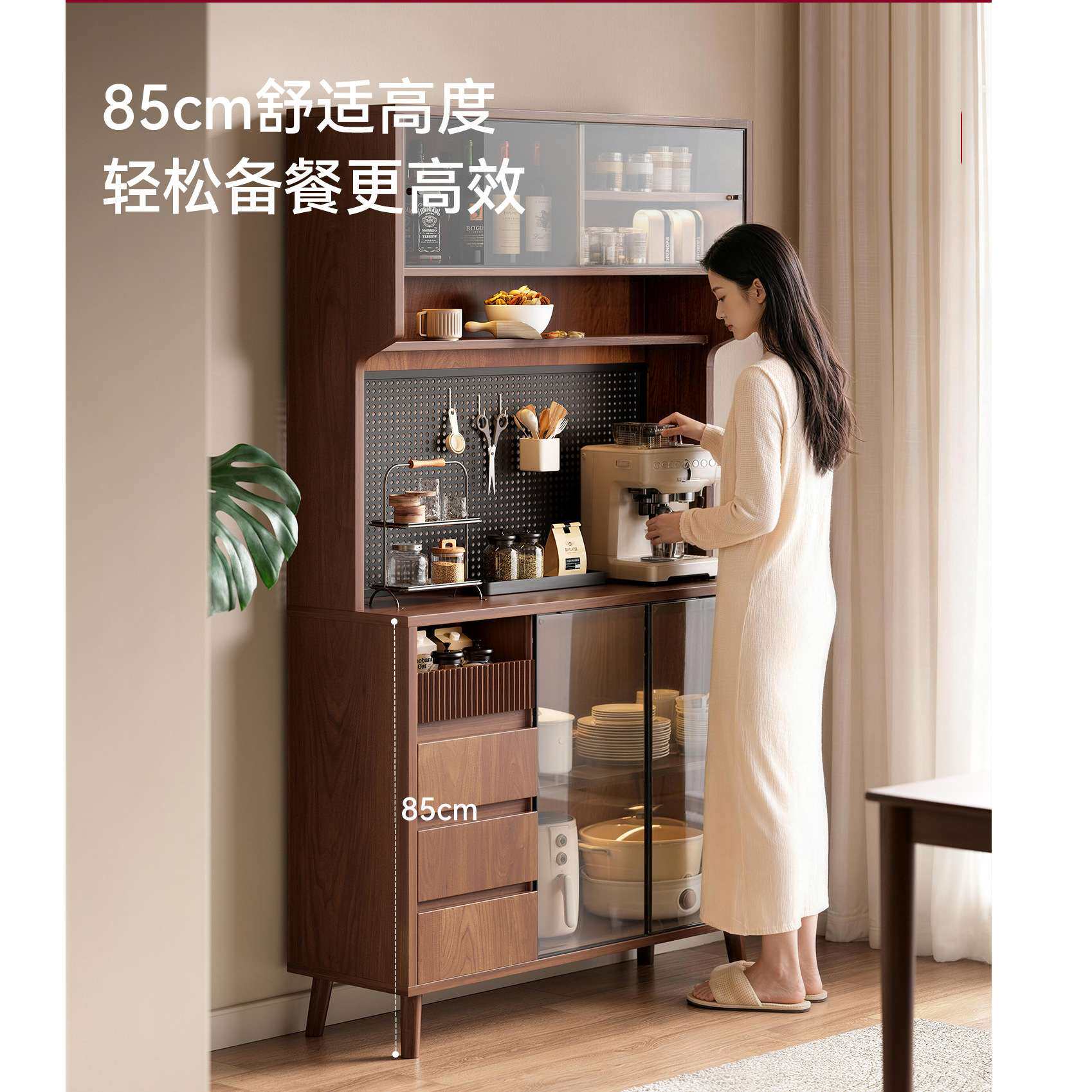 餐边柜家用收纳柜客厅实木储物柜橱柜茶水柜落地一体置物柜子边柜