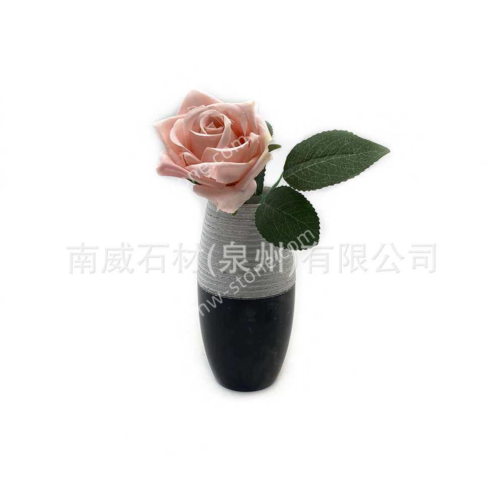 现代天然大理石笔筒办桌面梳子化妆眉笔刷子收纳杯花瓶摆件