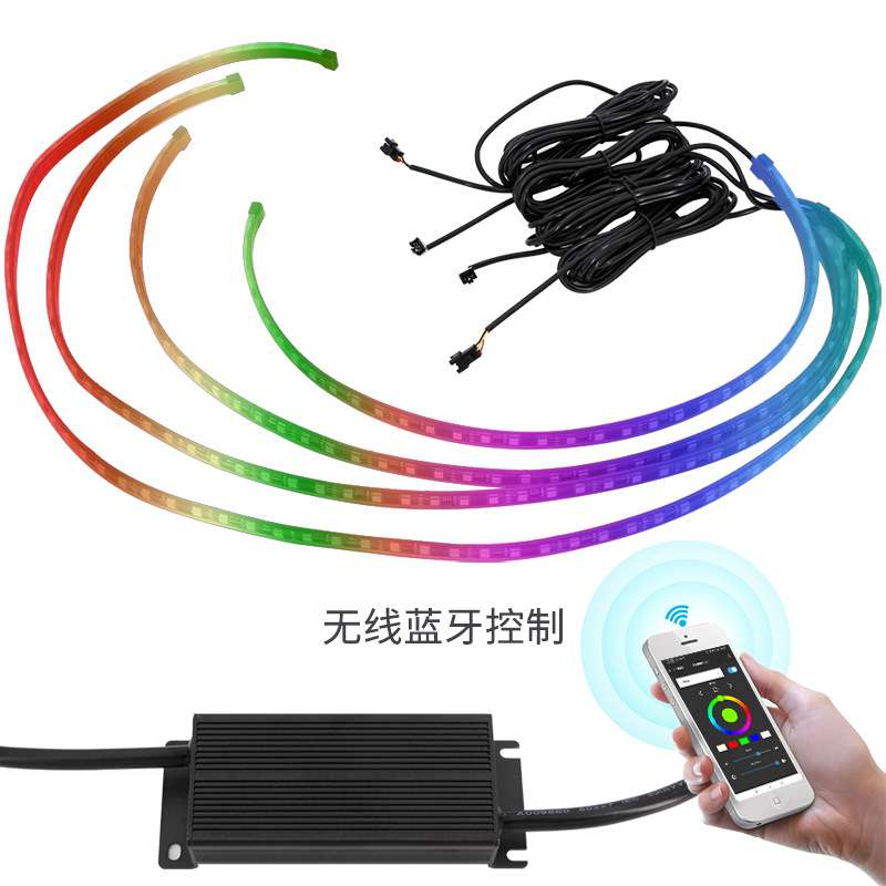 跨境新款 led底盘灯 RGB汽车灯条 一托二十手机摇控APP流光氛围灯