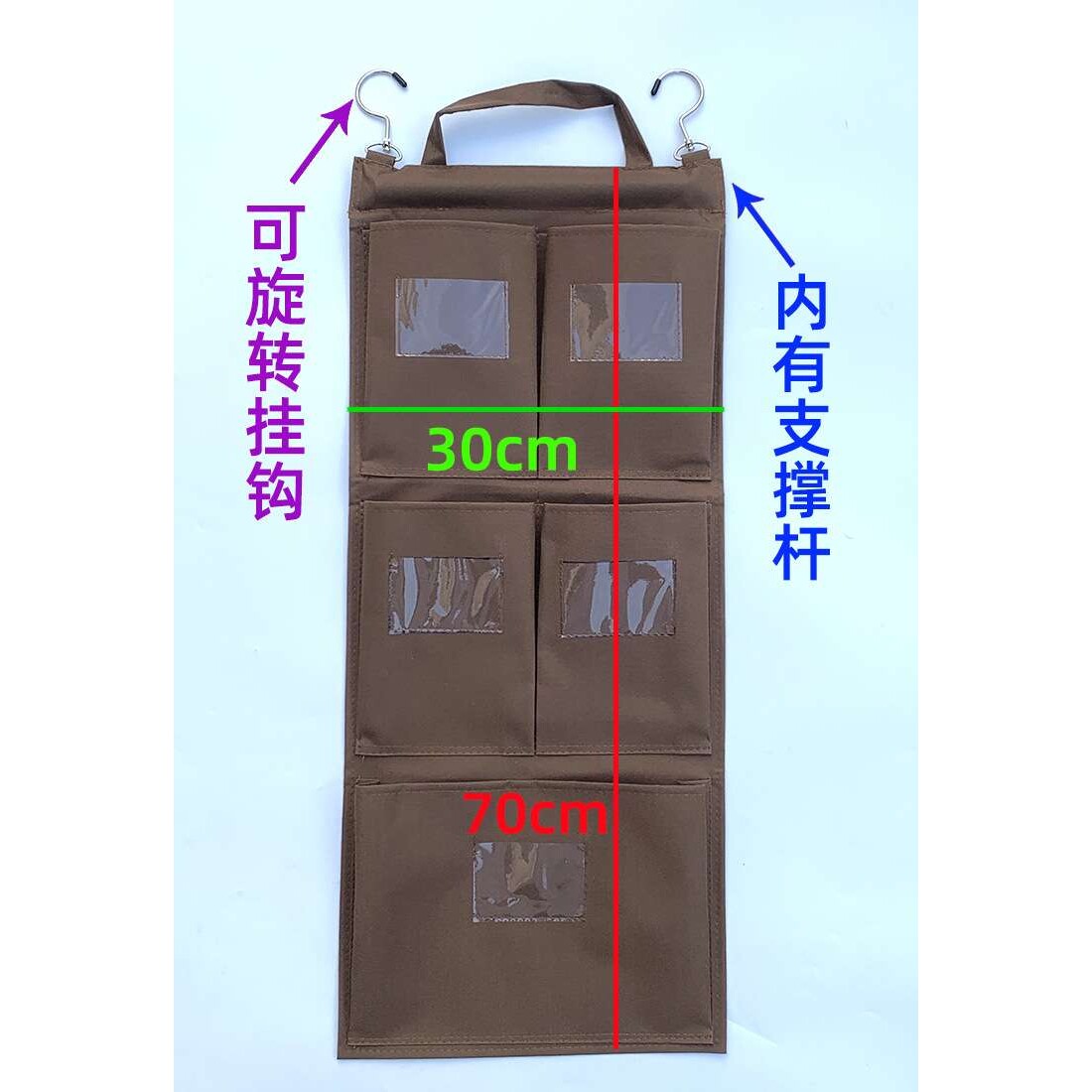 五色抹布袋五格毛巾收纳袋酒店服务车挂袋加厚防水挂钩手提工具袋