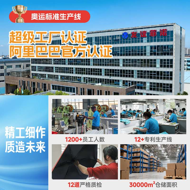 友谊菲诺男士10骨加大手电筒LED全自动伞车载反向伞广告伞反光边