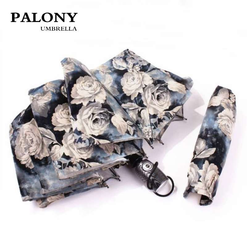 复古玫瑰印花3D数码油画风遮阳伞银胶抗UV太阳伞晴雨伞加大加固