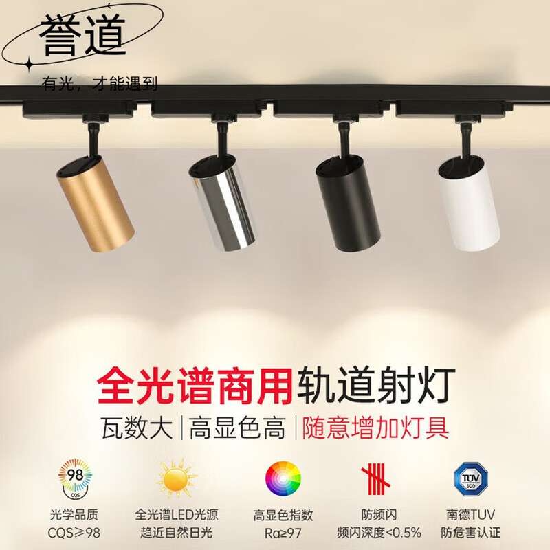 誉道轨道灯商用led射灯全光谱护眼客厅明装二线导轨条服装店铺 砂