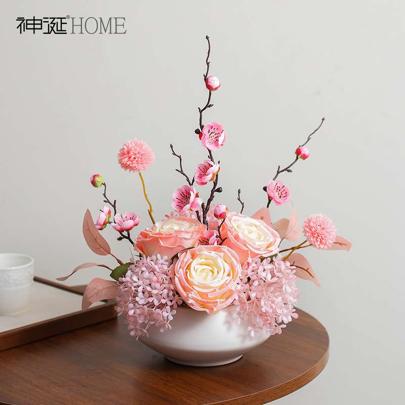 中式禅意家居桌面插花装饰假花仿真花摆件客厅餐桌摆花仿生花盆栽