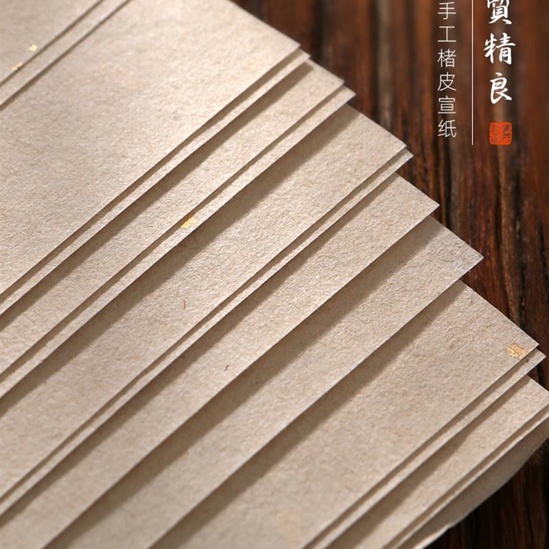 义记宣【手工仿古楮皮洒金宣纸】半生半熟四尺六尺小品绘画国画初